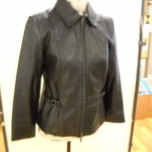 Style & Co. Genuine Black Leather Jacket size p